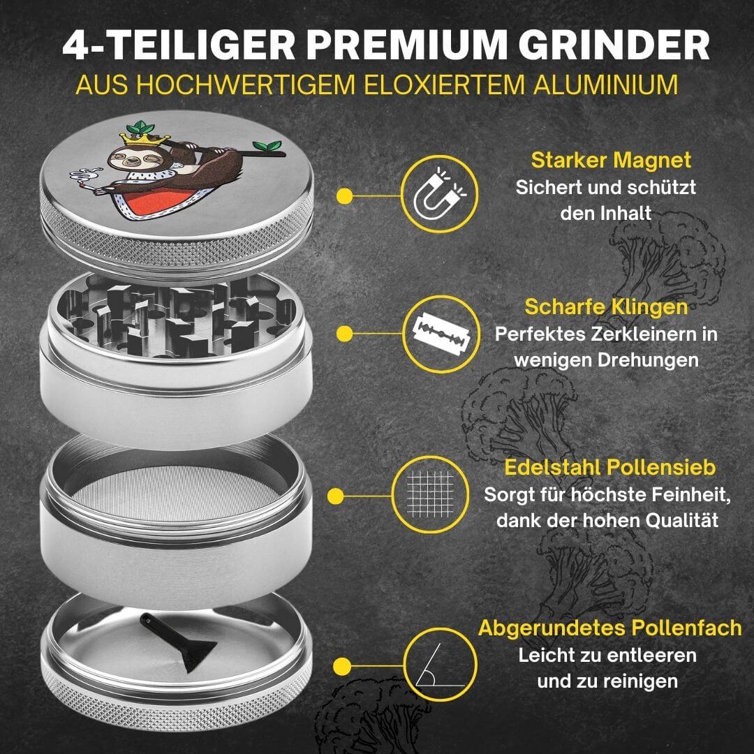 Alu Grinder Ø 55 mm - Silber - Comic Style