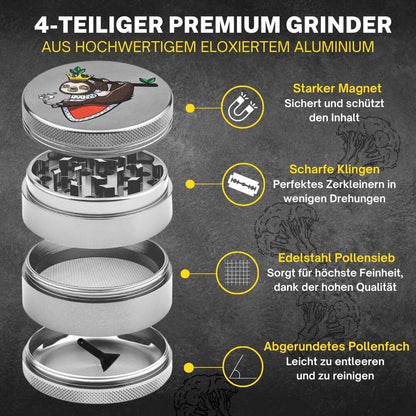 Alu Grinder Ø 55 mm - Silber - Comic Style